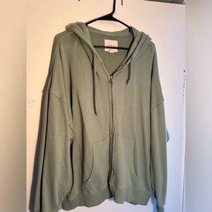 american eagle sage green cloth zip-up